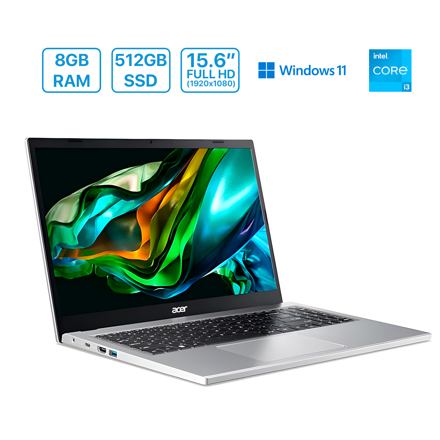 Notebook Acer CONA0460 Core I3 N305 8GB Ram 512GB Windows 11 Home Tela 15,6 Notebook Acer CONA0460 Core I3 N305 8GB Ram 512GB Windows 11 Home Tela 15,6